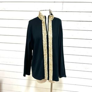 Draper & damons black gold cardigan sweater 1x nwt